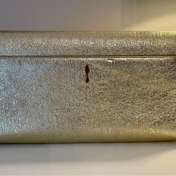 Christian Louboutin Vero Dodat Nappa Pepite Gold Clutch / Handbag - Picture 2 of 13